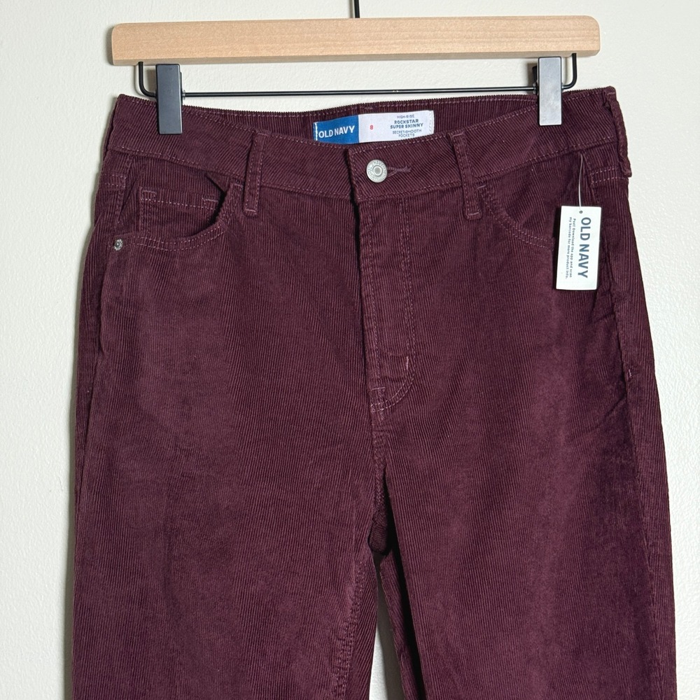 Old Navy NEW Womens Rockstar Super Skinny Corduroy Pants 8 Purple High Rise‎